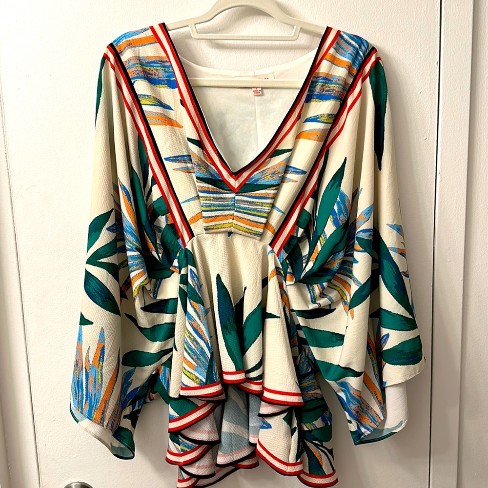 Extreme flowy tunic tropical print flower jungle